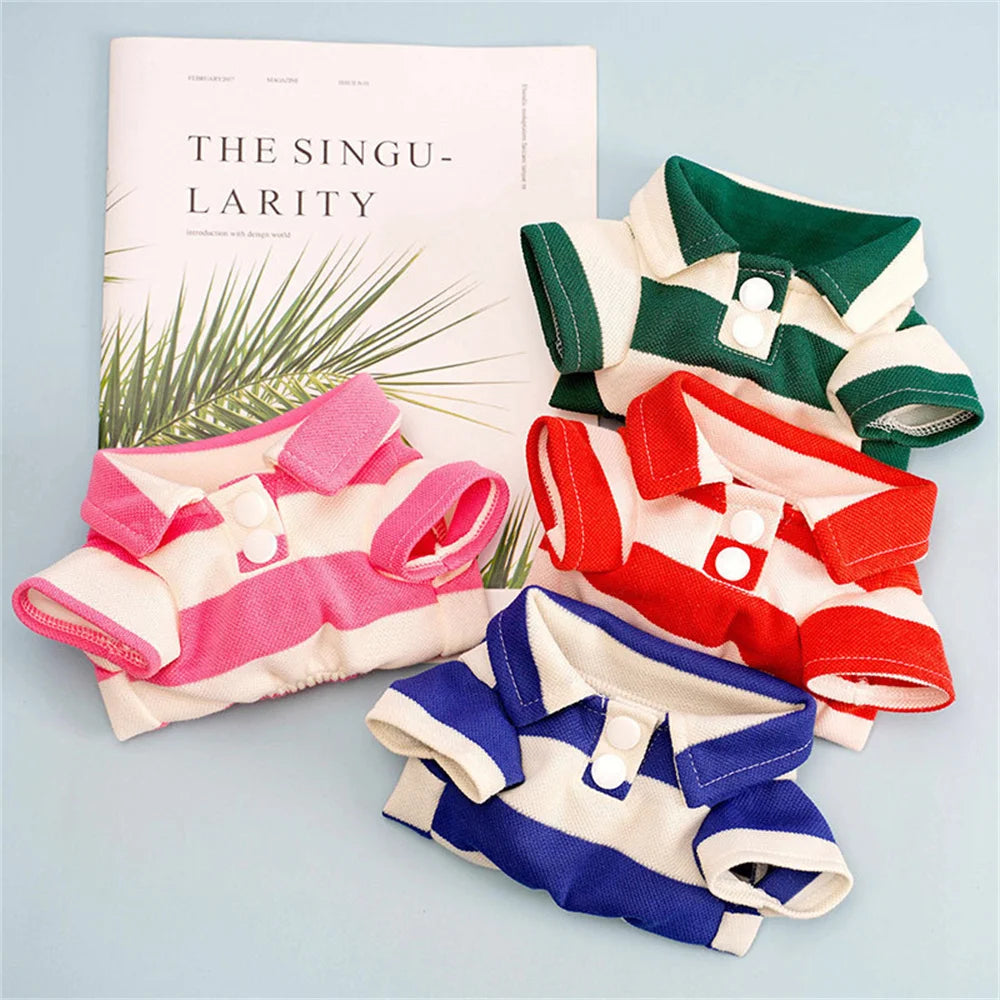 Striped Polo Shirt for Cats & Small Dogs
