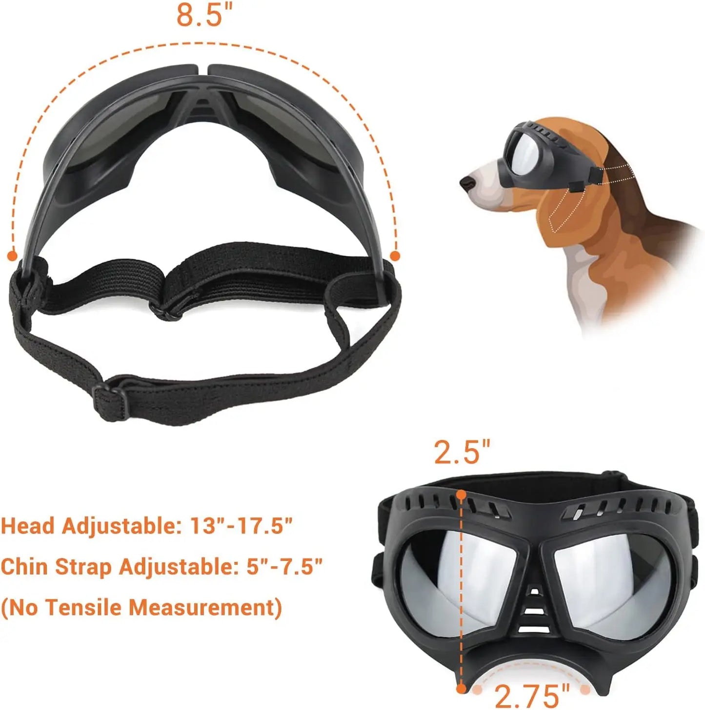 Dog Goggles for Large Breeds - Windproof Snowproof Eye Protection