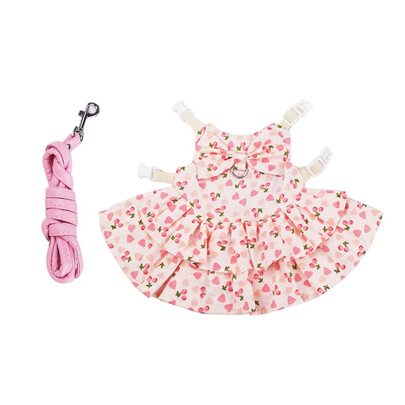 Floral Cotton Dress & Harness Set for Rabbits & Small Pets