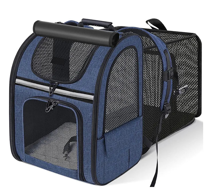 Sac à dos de transport extensible pour chat avec housse pare-soleil et maille respirante