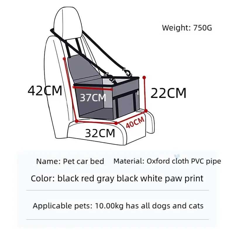 Foldable Dog Car Booster Seat with Safety Belt