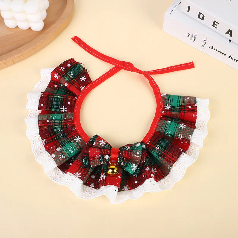 Christmas Cat Collar with Bells - Washable Bandana Scarf for Small Dogs and Cats