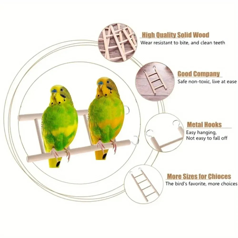 Perchoir suspendu en bois de pin naturel pour oiseaux, perroquets et hamsters
