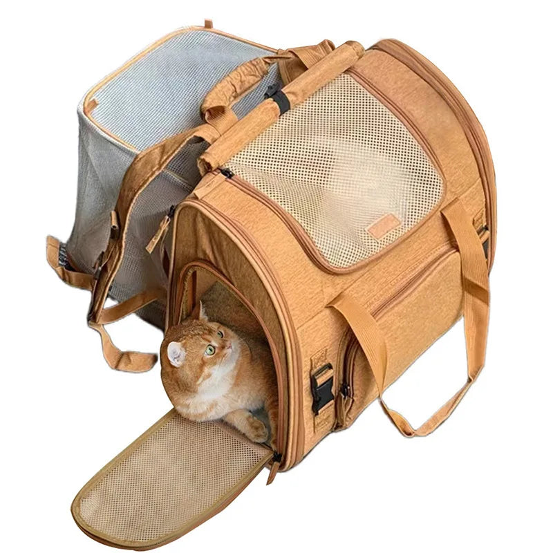Expandable Mesh Pet Carrier for Cats & Small Dogs