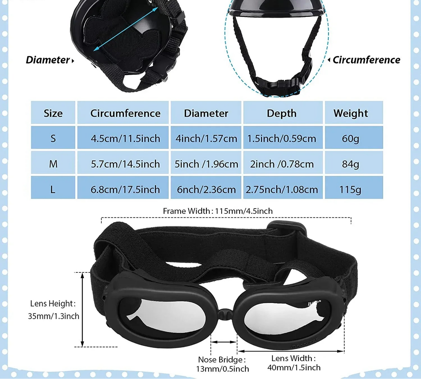 Dog Helmet & Goggles Set - UV Protection Sunglasses for Small Dogs