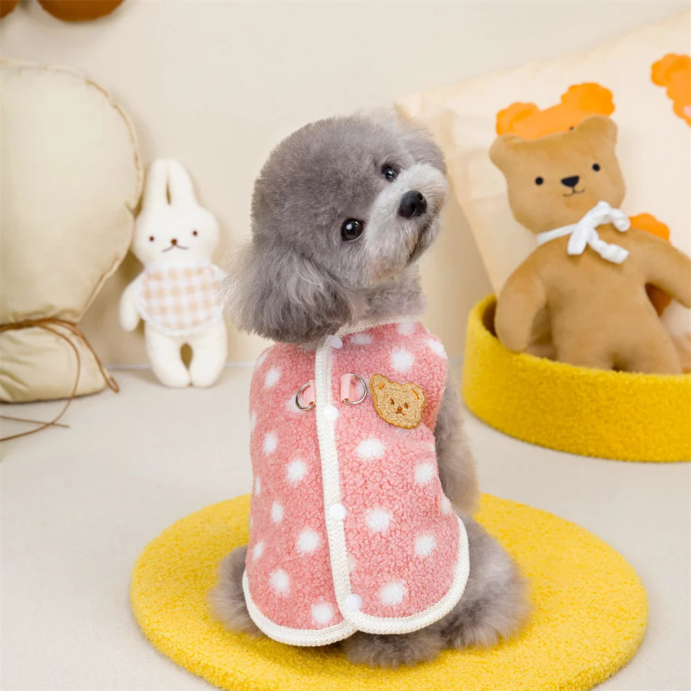 Fleece Dot Print Jacket Vest for Small Dogs & Cats