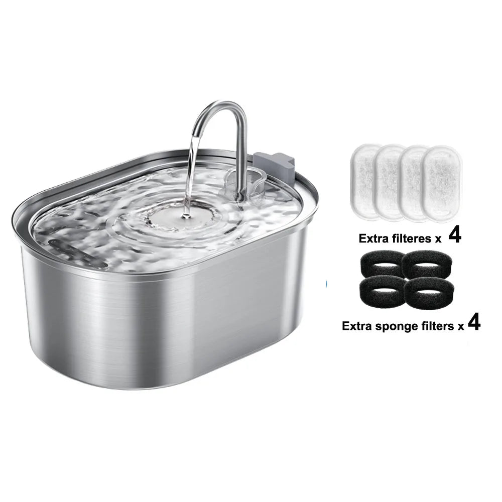 Fontaine à eau automatique 3.2L en acier inoxydable pour animaux de compagnie Distributeur d'eau intelligent pour chiens et chats