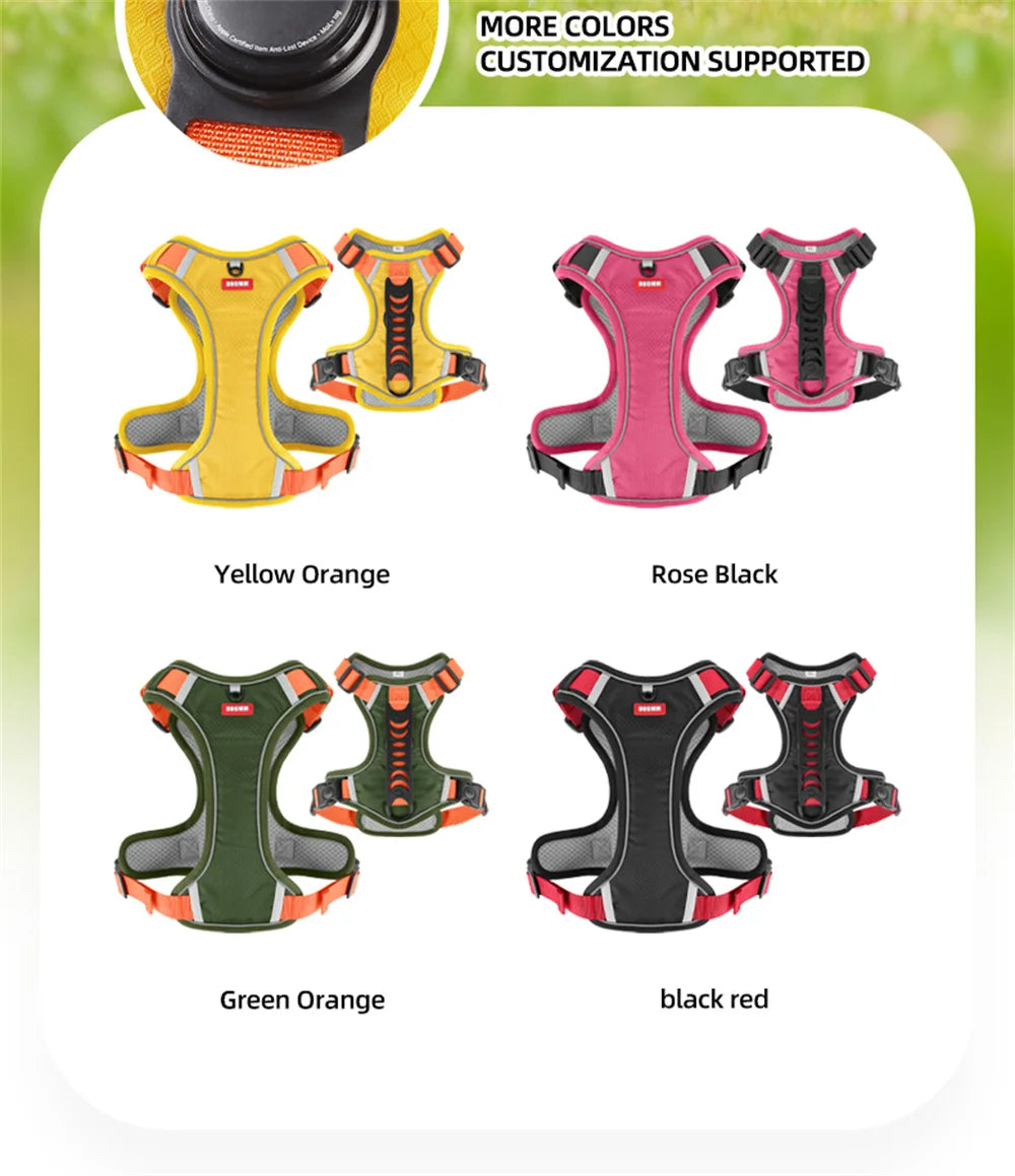 Reflective No-Pull Dog Harness Vest with AirTag Holder
