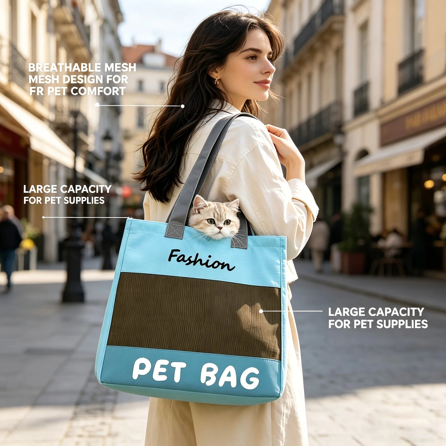 Breathable Canvas Carrier Bag for Cats & Small Dogs