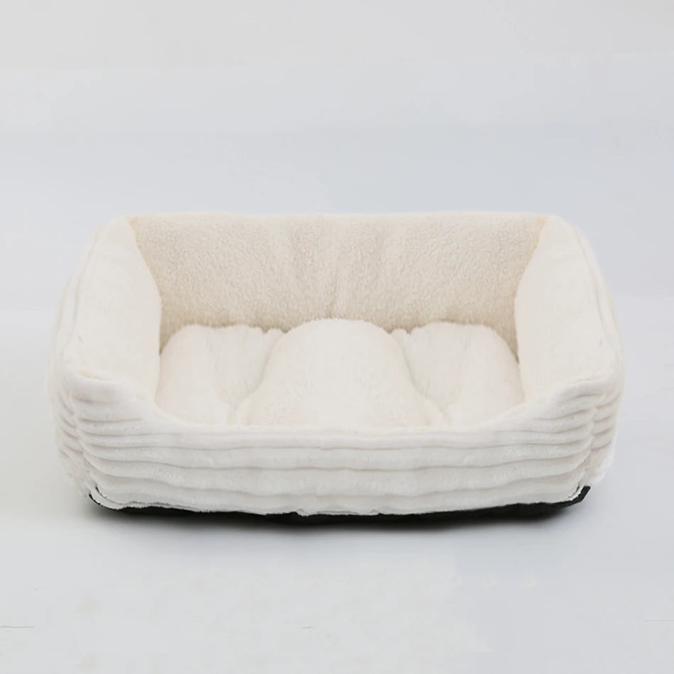 Square Plush Calming Dog & Cat Bed – Waterproof Oxford Sofa Cushion for Small & Medium Pets