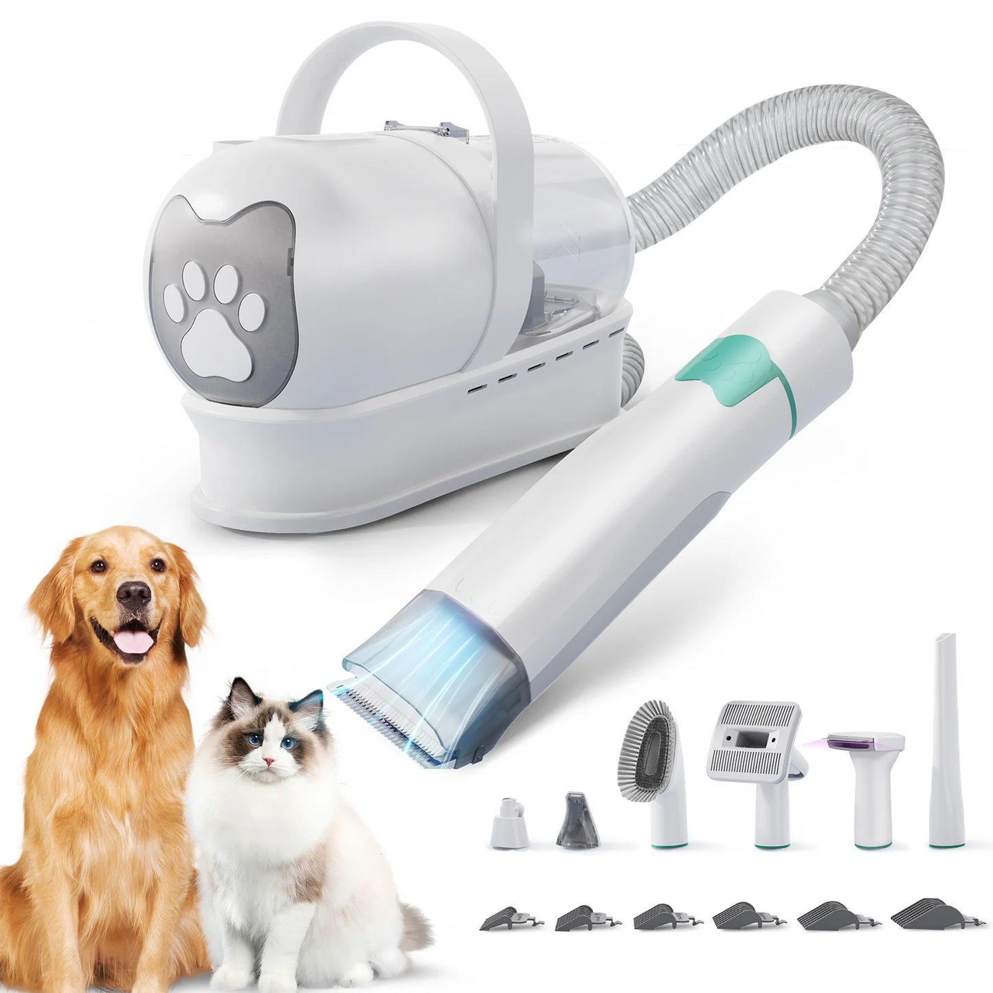 7-in-1 Pet Grooming Vacuum Kit with Clippers & Nail Grinder – 400W