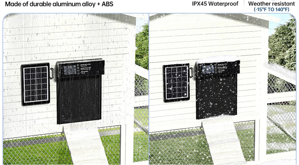Automatic Chicken Coop Door - Solar Powered with Timer & Light Sensor