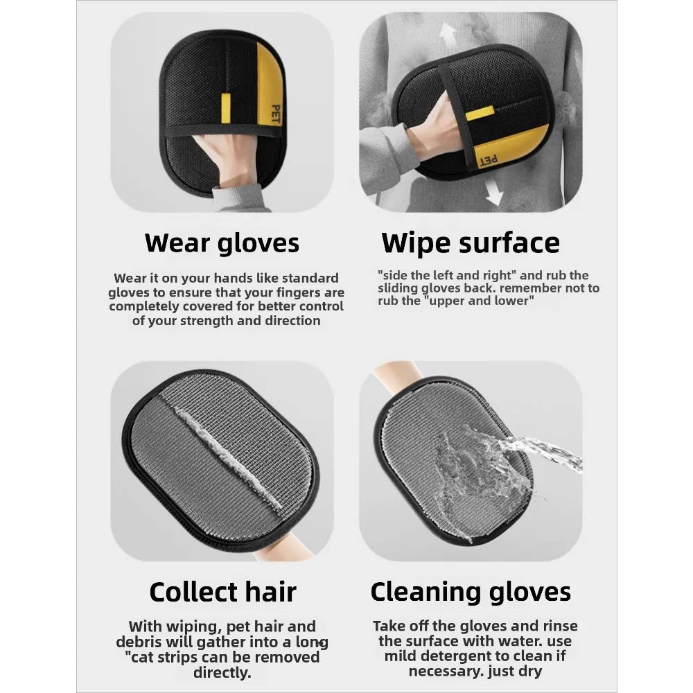 Pet Hair Remover Grooming Glove | Cat & Dog Fur Cleaner