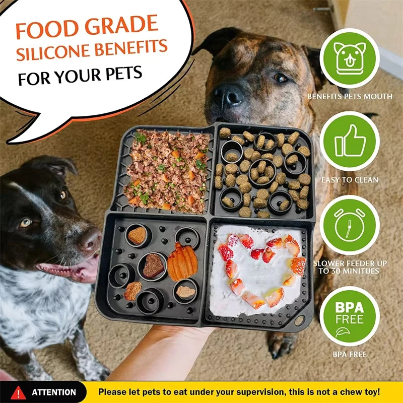 Slow Feeder Mat with Aluminium Bowl — Non-Toxic Silicone Anxiety & Boredom Relief for Dogs & Cats