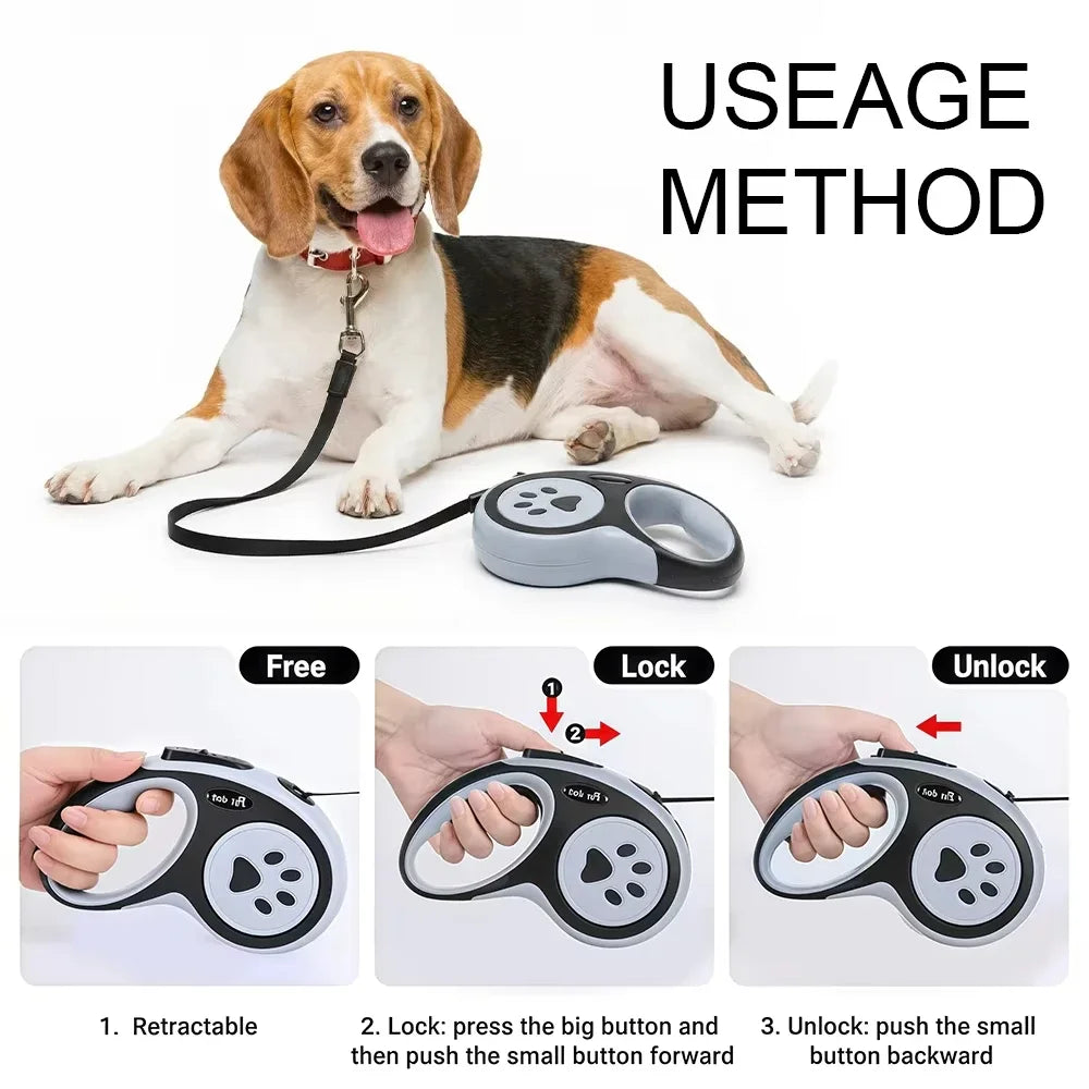 Retractable Dog Leash with One-Button Lock