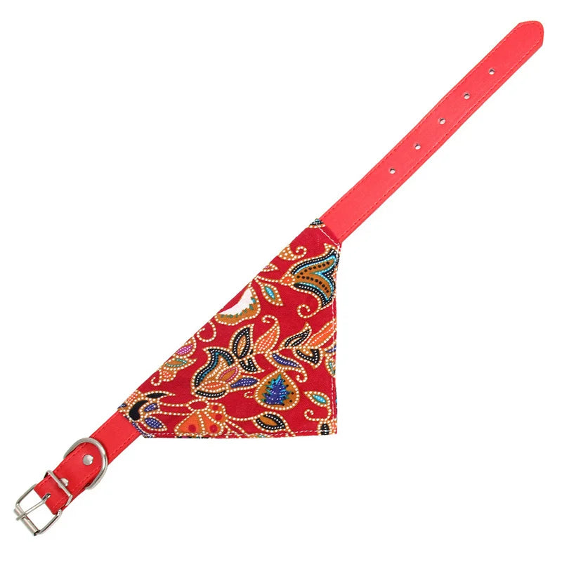 Printed PU Dog Collar with Bow Tie & Bandana Set — XS to L+