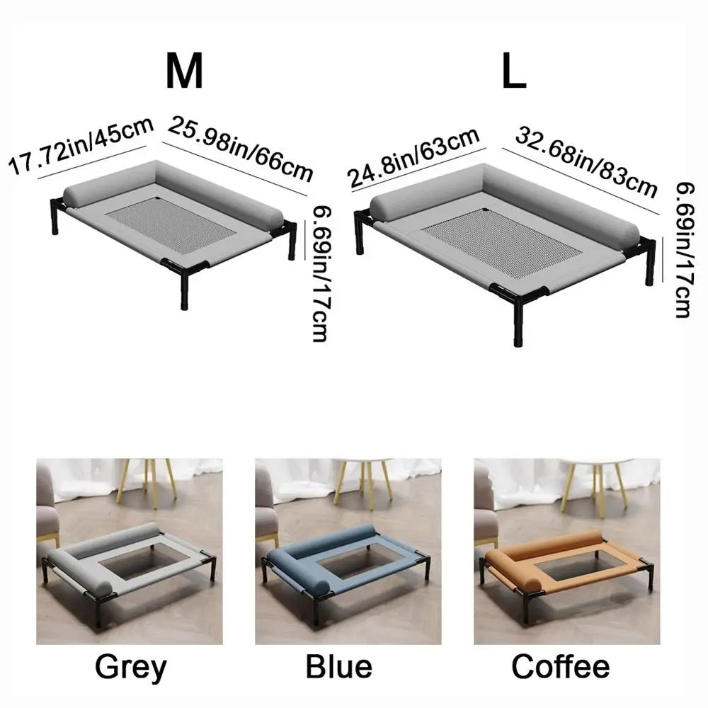 Elevated Mesh Dog Bed with Pillow — Breathable Raised Outdoor & Indoor Pet Bed