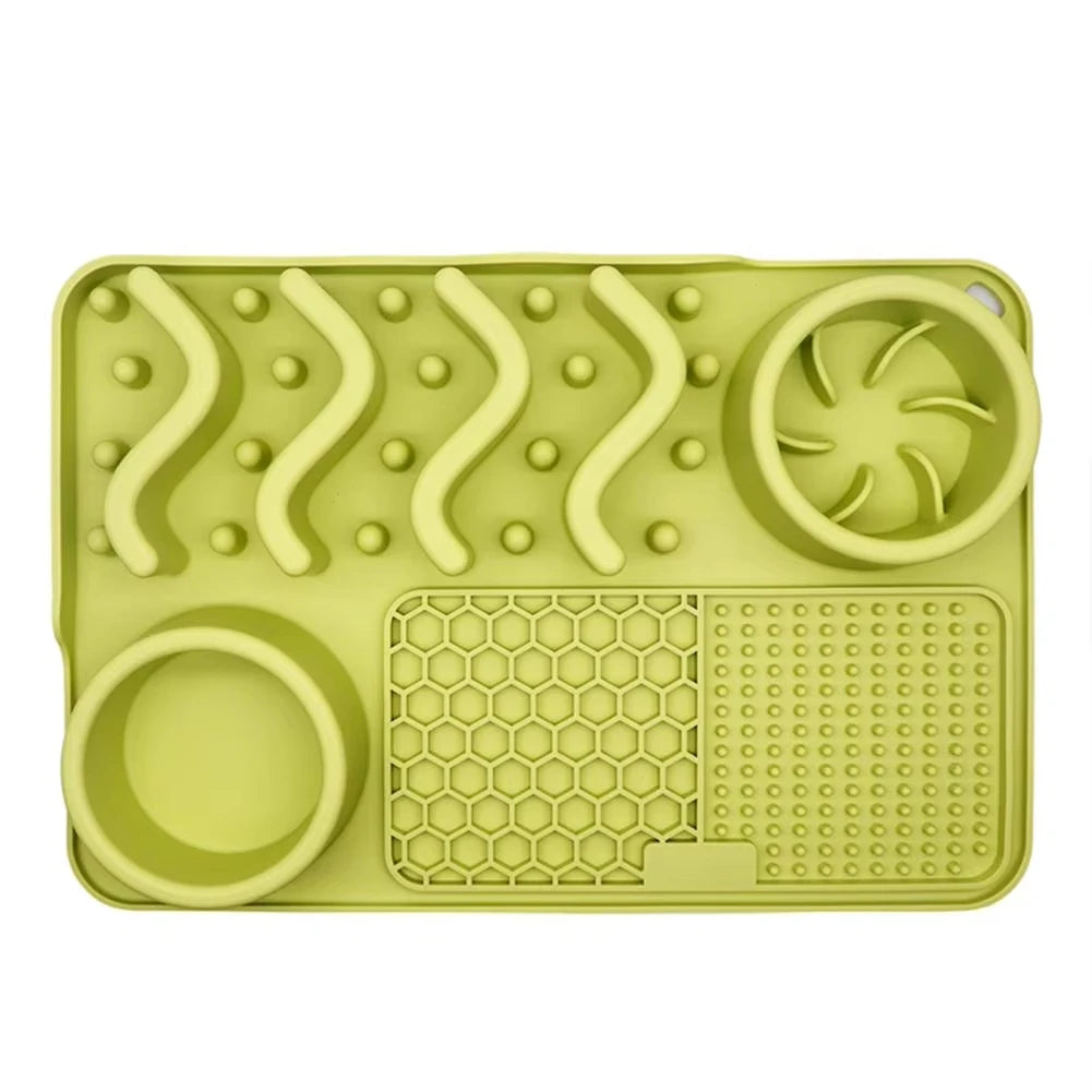 Slow Feeder Mat with Aluminium Bowl — Non-Toxic Silicone Anxiety & Boredom Relief for Dogs & Cats