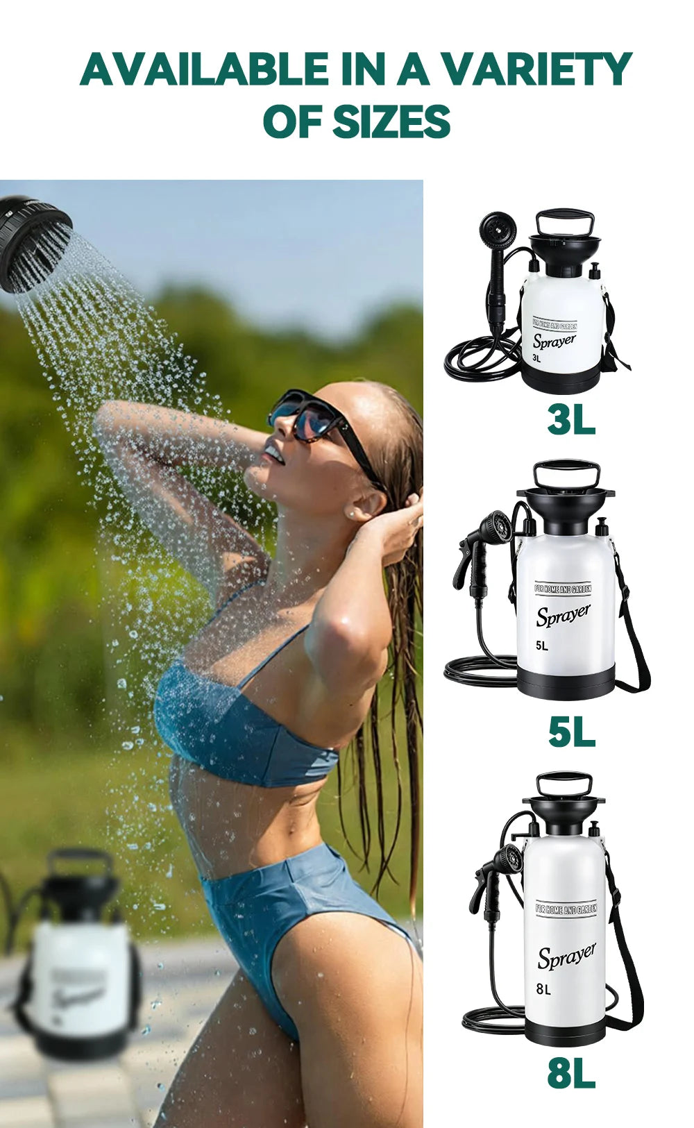 Portable Manual Camping Shower Pump with 3m Hose