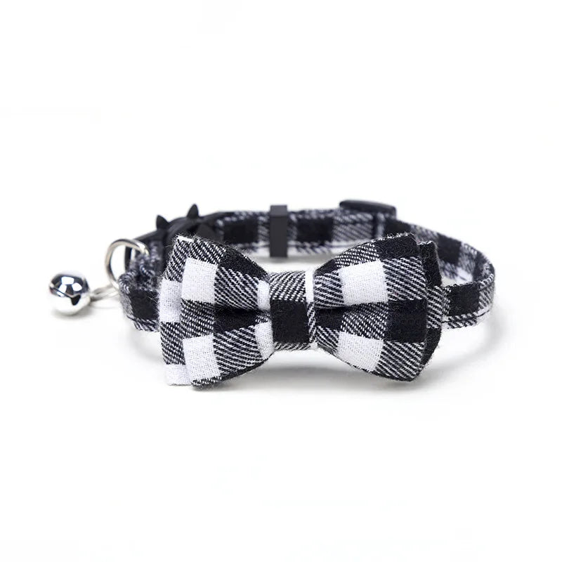 Collier pour chat sécurisé avec nœud papillon et clochette - Motif écossais