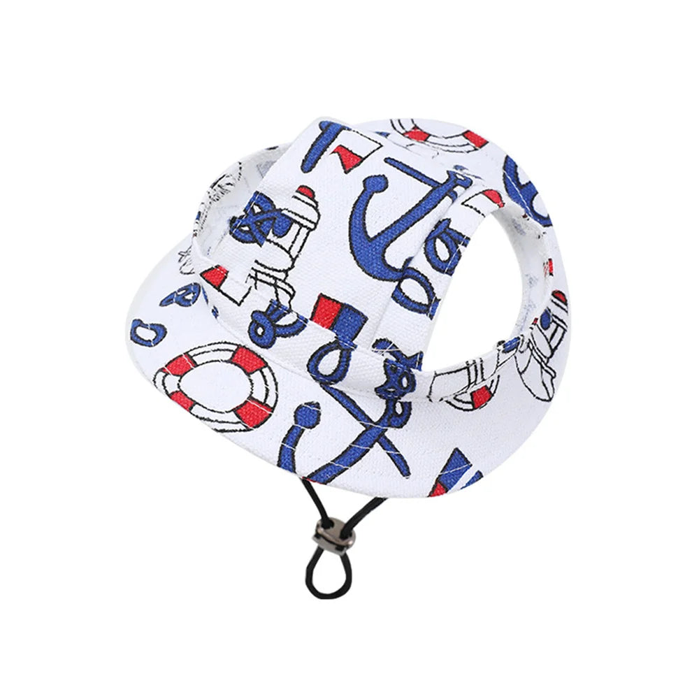 Striped Canvas Pet Sun Hat for Cats & Small Dogs