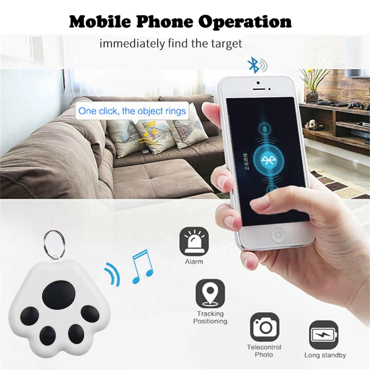 Dog Paw Bluetooth Tracker — Anti-Lost Tag for Pets, Keys & Bags