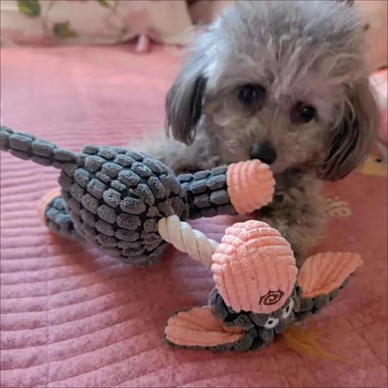 Animal Shaped Squeaky Fleece Chew Toy for Small Dogs