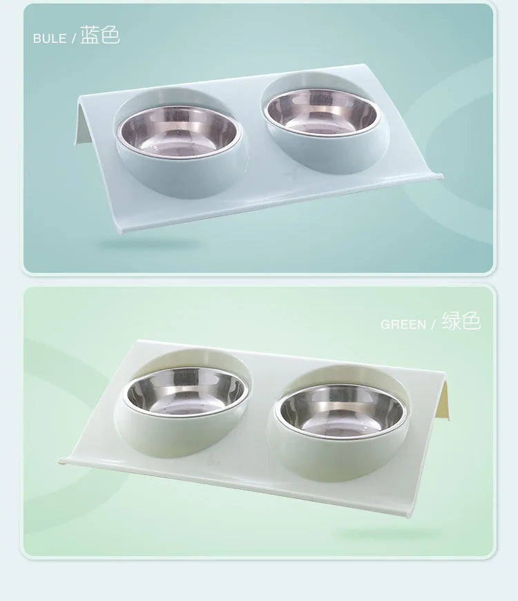 Stainless Steel Double Bowl Feeding Station for Dogs & Cats