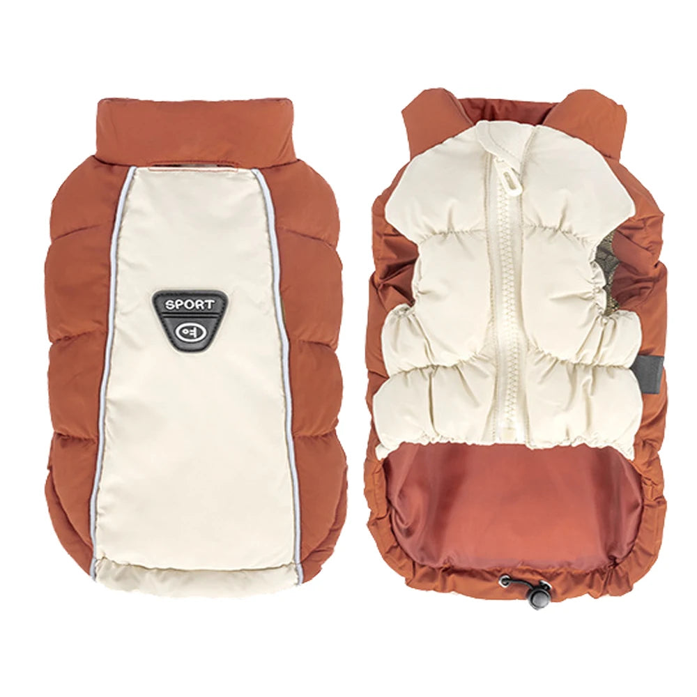 Windproof Reflective Down Jacket for Small Dogs | Harness Hole