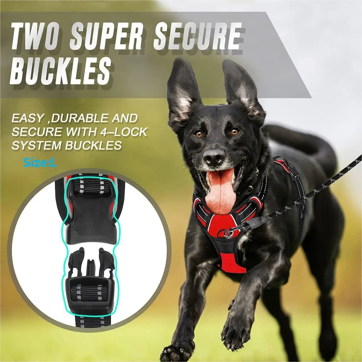 Harnais anti-traction pour chien avec attache frontale et poignée | Gilet réfléchissant robuste pour des promenades faciles