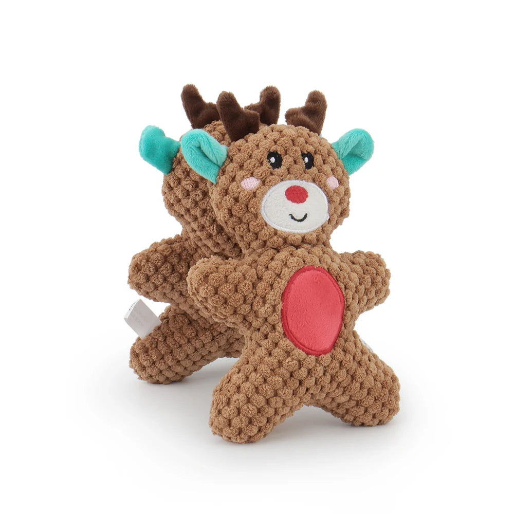 Christmas Plush Squeaky Toy for Dogs & Cats – Santa, Deer & Gingerbread