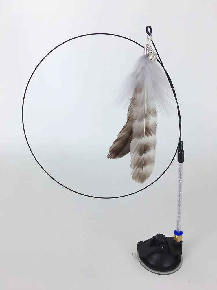 Hands-Free Suction Cup Cat Toy - Interactive Feather Wand Set