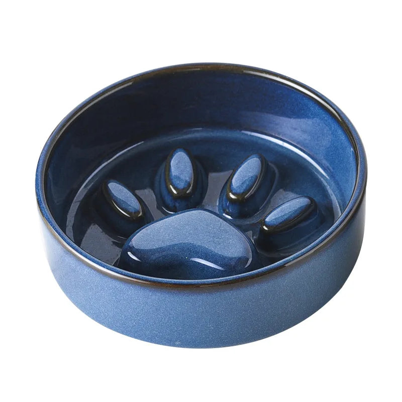 Ceramic Dog Bowl with Slow Feeder & Water Options
