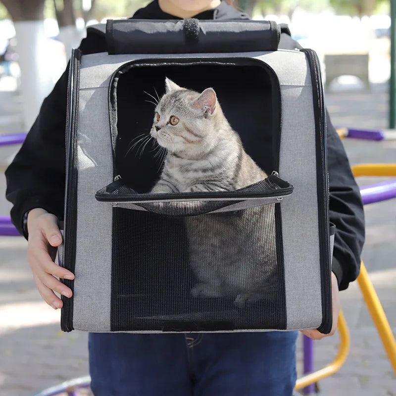 Foldable Breathable Pet Carrier Backpack – Shoulder Bag for Cats & Small Dogs