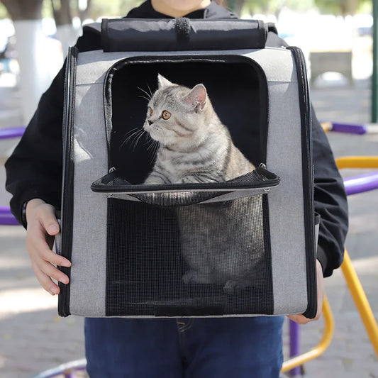 Foldable Breathable Pet Carrier Backpack – Shoulder Bag for Cats & Small Dogs