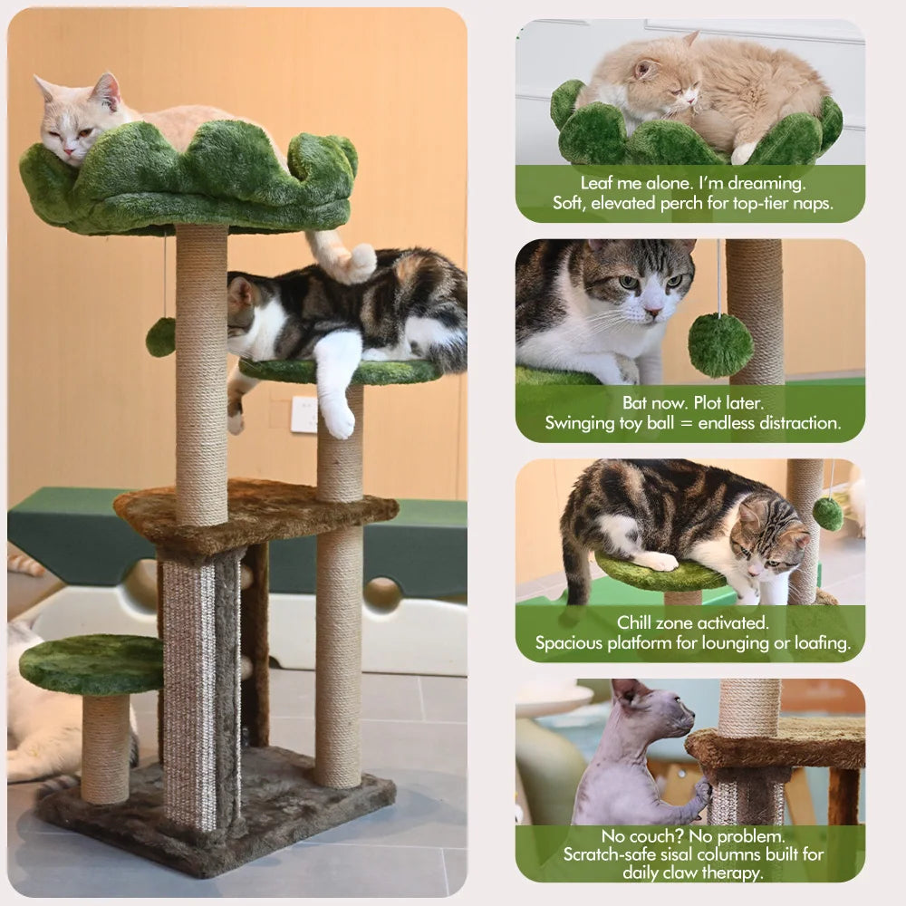 Multi-Tier Cat Tree with Scratching Post & Perch