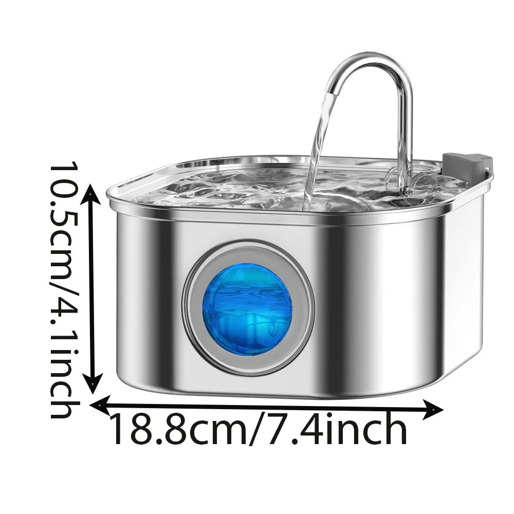 Fontaine à eau automatique en acier inoxydable de 3,2 L pour chat, distributeur d'eau intelligent pour animaux de compagnie avec capteur pour chats et chiens