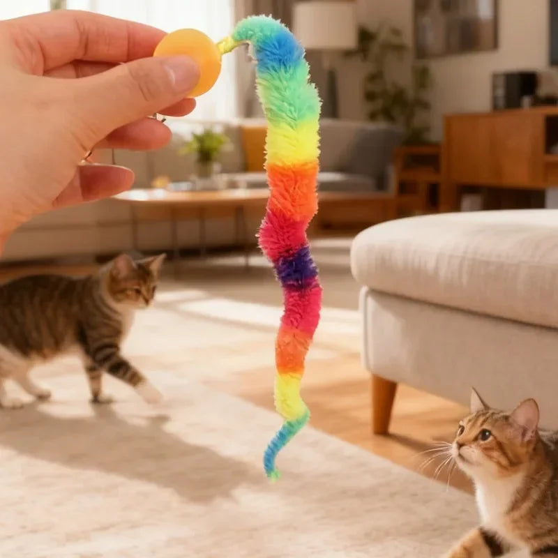 Interactive Glow & Bounce Cat Toy Set – Caterpillar, Balls & Teaser