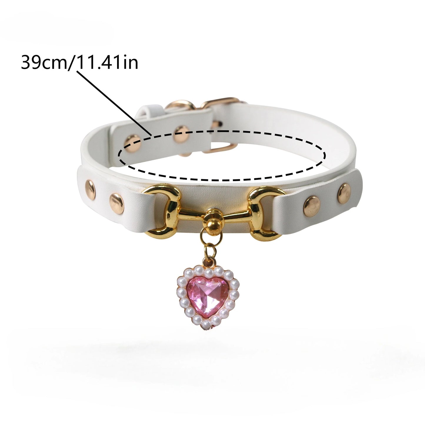 Heart Print Leather Collar for Small Dogs & Cats