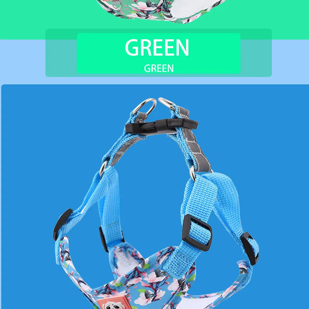 Adjustable Dog Harness & Leash Set with Reflective Strips