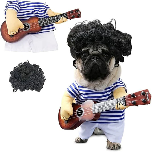 Pet Rock Star Guitar Costume for Dogs & Cats — Funny Halloween & Christmas Cosplay Outfit
