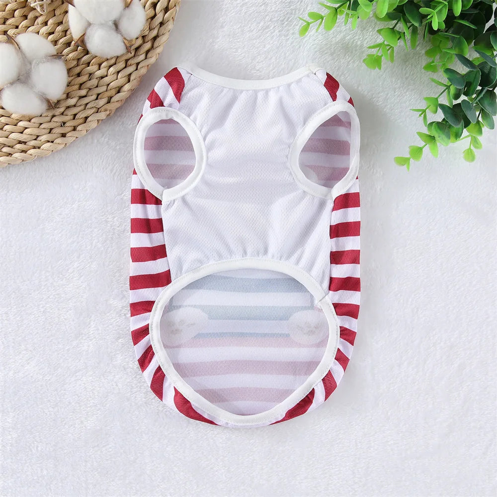 Striped Summer Cooling Vest Shirt for Dogs | Casual Breathable Top for Small to Large Breeds
