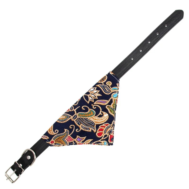 Printed PU Dog Collar with Bow Tie & Bandana Set — XS to L+