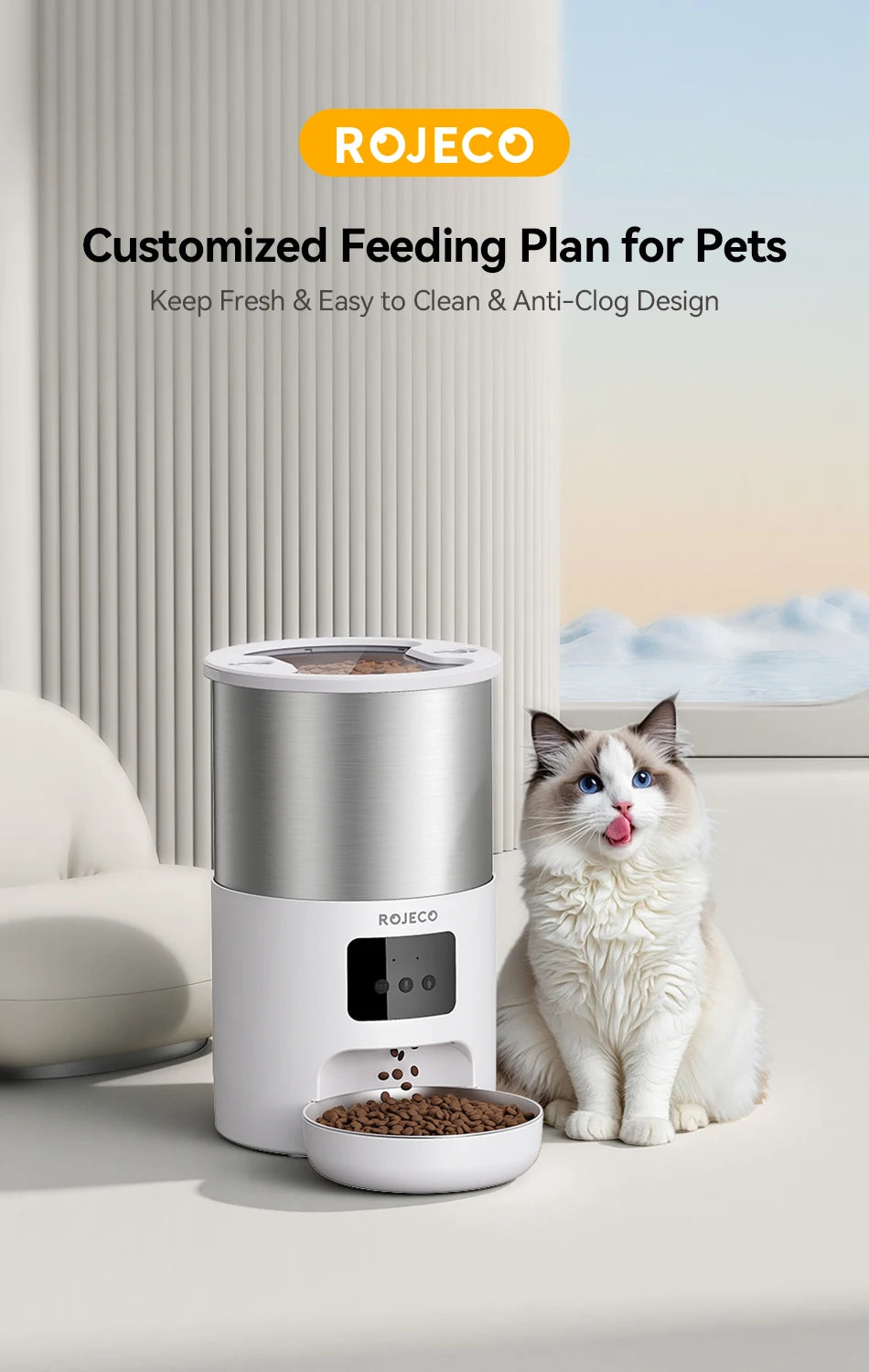 4.5L Smart Pet Feeder with Voice Recording & WiFi App Control