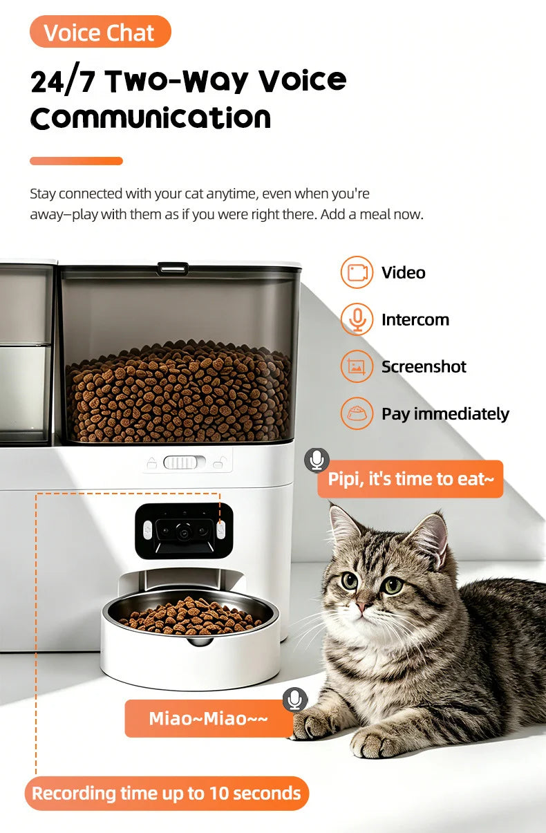 5L+3L Smart Automatic Pet Feeder with WiFi, Camera & Water Dispenser