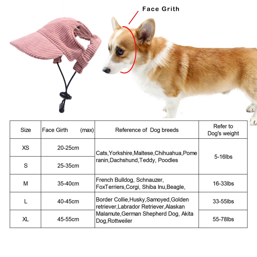 Fashionable Pet Dog Hat with Adjustable Sun Protection XS to XL Size for Small Medium Large Dogs Pet Outdoor Suppies Accessories