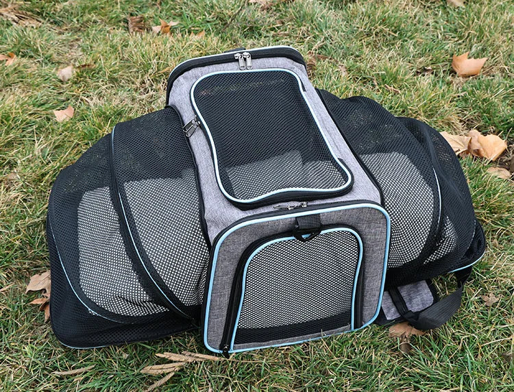 Foldable Expandable Pet Carrier Bag | Breathable Mesh Handheld Bag for Cats & Small Dogs