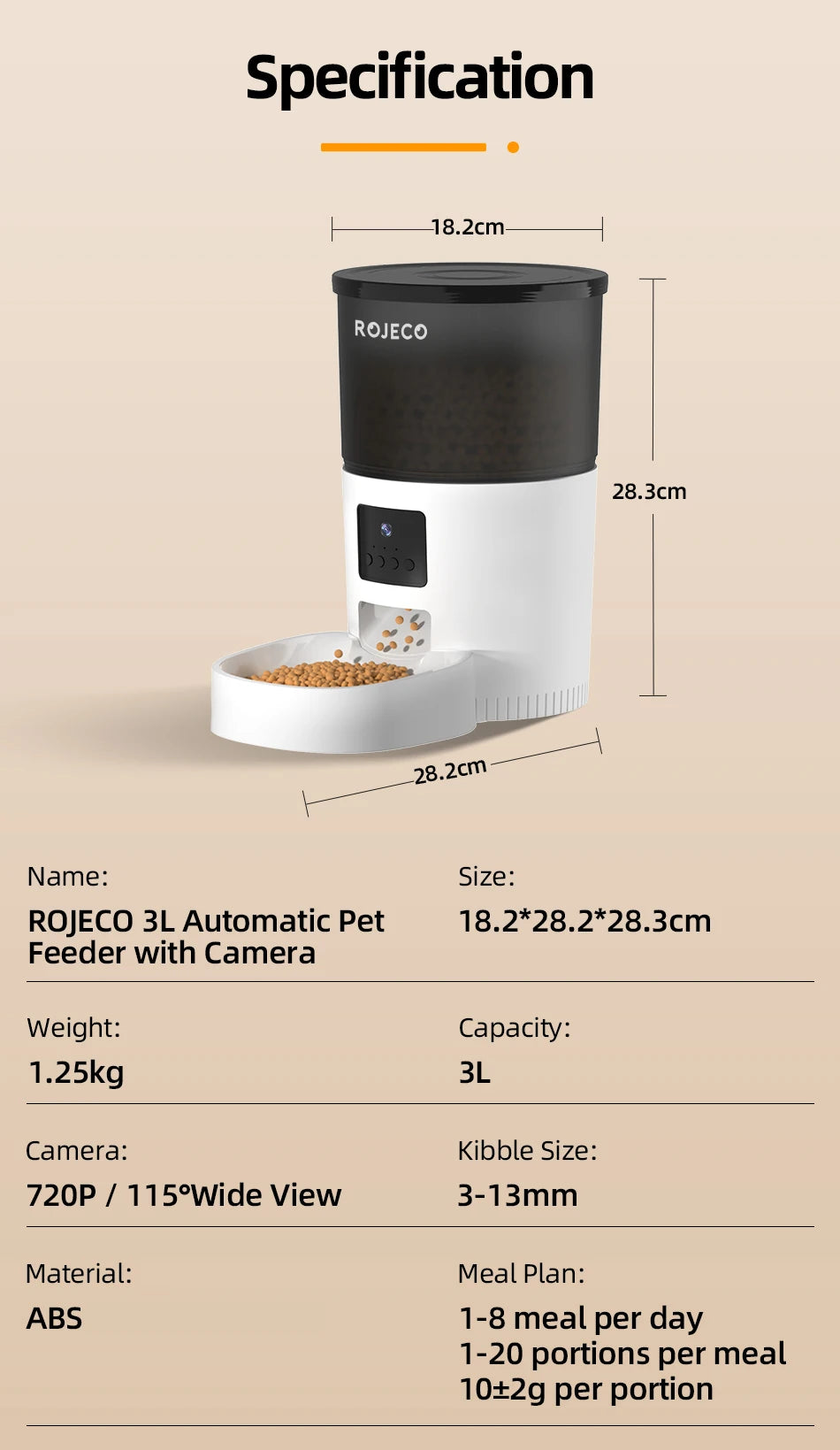 3L Smart Automatic Pet Feeder with Camera & Voice Recorder — Remote Control for Cats & Dogs