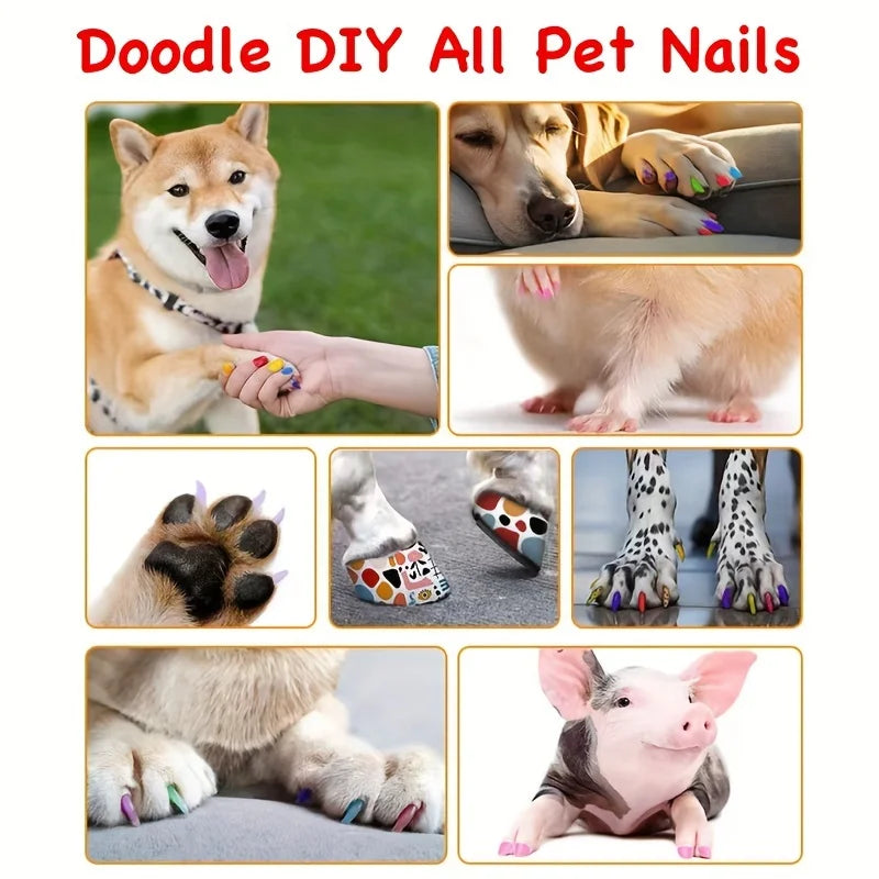 Pet Nail Polish Set - Safe DIY Nail Art Kit for Dogs & Cats (12/24 Colors)