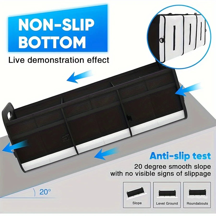 Large Car Boot Organiser with 5 Compartments — 95L Pet Travel Storage